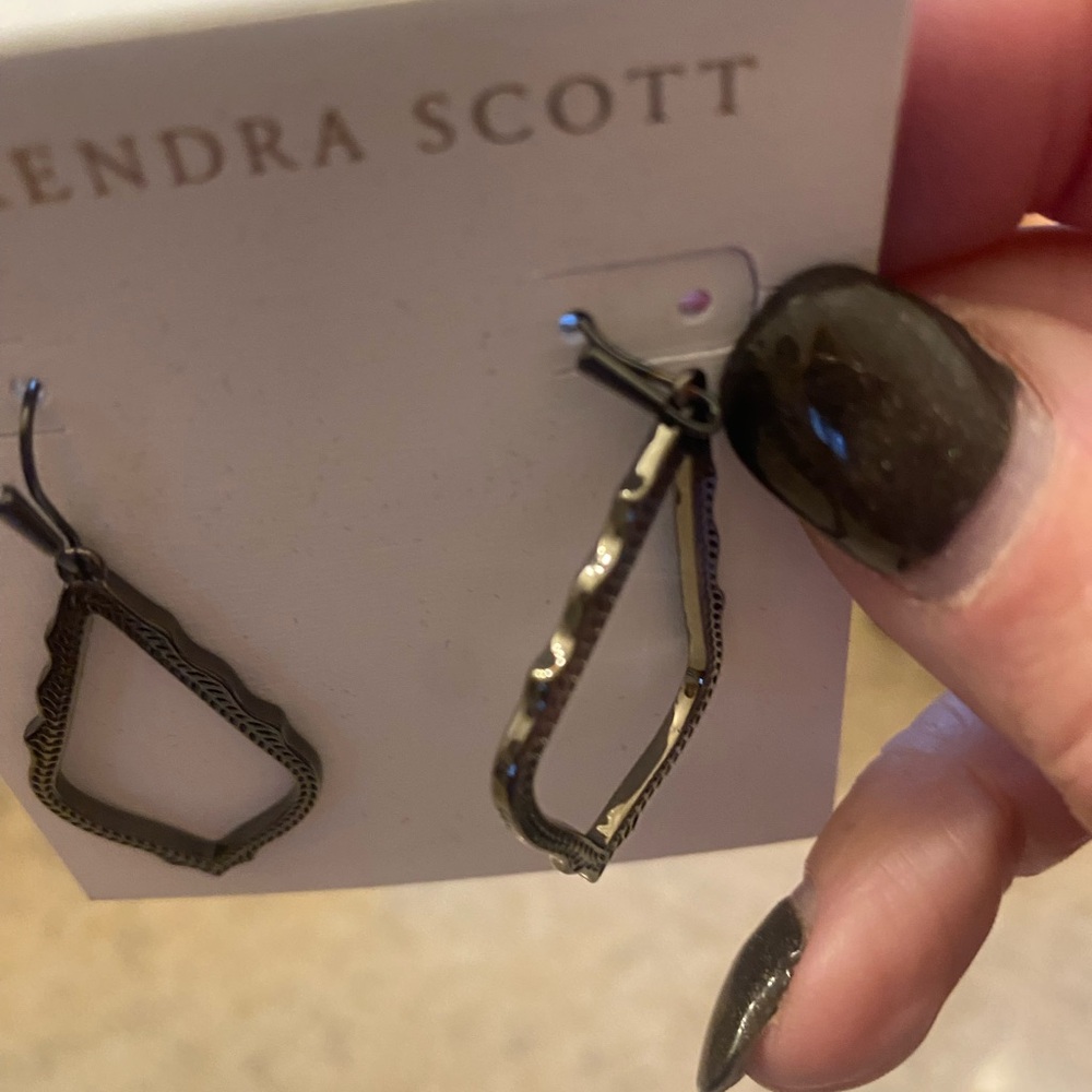 Kendra Scott Gunmetal Geometric Earrings - Picture 2 of 3